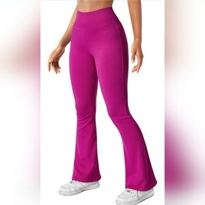 Women Ribbed Seamless Flare Leggings Bootcut High Waist Yoga Pants
